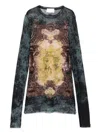Jean Paul Gaultier Baroque-print Mesh T-shirt In Blue