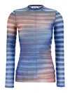 Jean Paul Gaultier Gradient Striped Long-sleeved Top In Pastel Hues In Blue