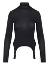 Jean Paul Gaultier Lingerie Garter High Neck Top In Blue