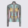 Jean Paul Gaultier Sheer Turtleneck Top Long Sleeves Design In Multi