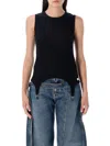 Jean Paul Gaultier Cotton Ribbed Tank Top With Lingerie Garter Clothing In Black