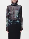 Jean Paul Gaultier Tulle Turtleneck Top In Blau