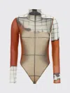 Jean Paul Gaultier 'flame Graphic High Neck Sheer Bodysuit' In Multi