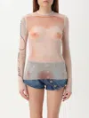 Jean Paul Gaultier Sheer Mesh Top Featuring Graphic Print In Pink