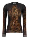 Jean Paul Gaultier Sheer Tulle Wood Top In Multi