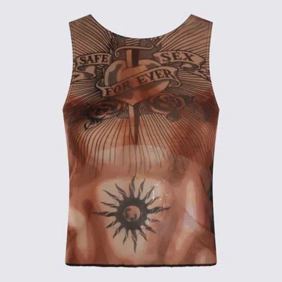 Jean Paul Gaultier Printed Vest In Brown