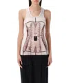 Jean Paul Gaultier Printed Ribbed Sleeveless Top In Pink