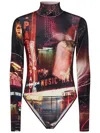 Jean Paul Gaultier The Velvet Pigalle High-neck Bodysuit In Red