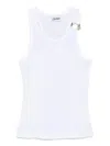 Jean Paul Gaultier Ribbed Texture Scoop Neck Sleeveless Top In White