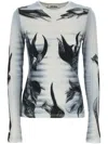 Jean Paul Gaultier Gray & Black 'the Flower Body Morphing Marinière' T-shirt In White/grey/black