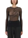 Jean Paul Gaultier Top The Sequin In Tulle Nero Donna