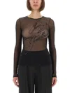 Jean Paul Gaultier Top With Embroidered Logo In Blue