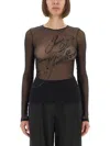 Jean Paul Gaultier Top The Sequin In Tulle Nero Donna