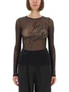 Jean Paul Gaultier Top With Embroidered Logo In Black
