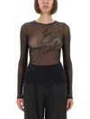 Jean Paul Gaultier Top The Sequin In Tulle Nero Donna In Black