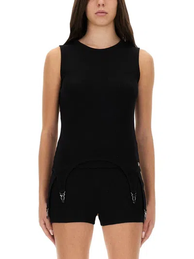 Jean Paul Gaultier Top With Garter Detail In Black
