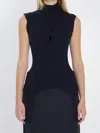 Jean Paul Gaultier Fitted Ribbed Top Featuring Lingerie Garter In Blue