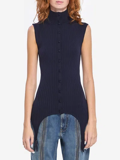 Jean Paul Gaultier Top With Lingerie Garter In Blue