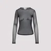 Jean Paul Gaultier Womens Velvet-branding Long-sleeves Stretch-woven Top Black In Black
