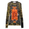 Jean Paul Gaultier Women Medaillon Print Mesh Long Sleeves Top In Multi
