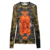 Jean Paul Gaultier Women Medaillon Print Mesh Long Sleeves Top In Multi