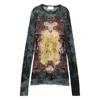 Jean Paul Gaultier Baroque-print Mesh T-shirt In Black