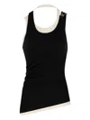 Jean Paul Gaultier Cotton Ribbed Twisted Double Layer Tank Top Clothing In Black Ecru