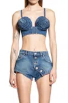 Jean Paul Gaultier Gathered Top With Strap Design And Structured Cups In Blue