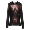 Jean Paul Gaultier Mesh Body-print Top In Brown