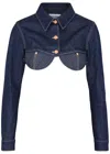 JEAN PAUL GAULTIER TOPSTITCHED CROPPED DENIM JACKET