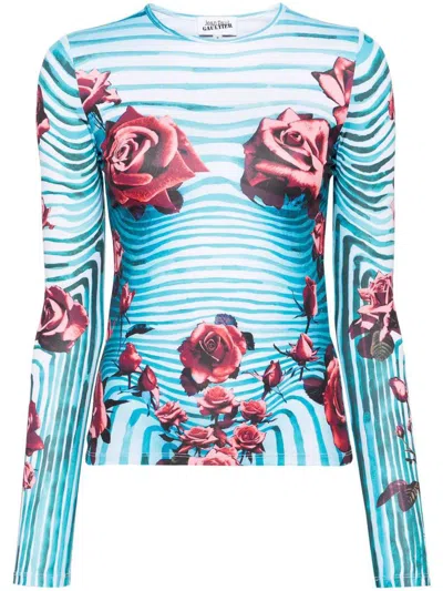 Jean Paul Gaultier Long-sleeved T-shirt In Blue