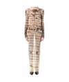 Jean Paul Gaultier Mesh Tattoo Striped Long Dress In Nude