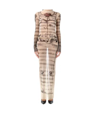 JEAN PAUL GAULTIER JEAN PAUL GAULTIER TATTOO MARINIÈRE CREWNECK MAXI DRESS