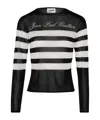 Jean Paul Gaultier Transparent Viscose Mariniere Top With Intarcia Signature In Black