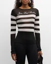 Jean Paul Gaultier Transparent Viscose Mariniere Top With Intarcia Signature In 0001-blackwhite
