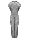 Jean Paul Gaultier Mariniere Body Morphing Layered Mesh Maxi Dress