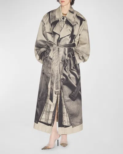 Jean Paul Gaultier Trench Trompe Loeil Belted Oversized Trench Coat In 6600-sand/black