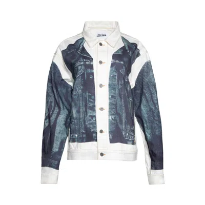 Pre-owned Jean Paul Gaultier Trompe Denim Jacket 'white/blue'