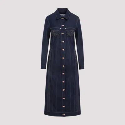 Jean Paul Gaultier Navy Blue Denim Trompe-lil Coat