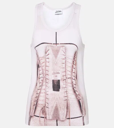 JEAN PAUL GAULTIER TROMPE L'AIL COTTON-BLEND JERSEY TANK TOP