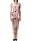 Jean Paul Gaultier Corset Trompe Loeil Knit Dress In Dusty Pink