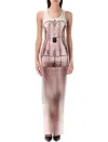 Jean Paul Gaultier Trompe L'oeil Corset Rib Cotton Long Dre In Pink
