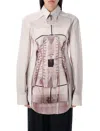 Jean Paul Gaultier Illusion Collared Graphic Print Shirt In Dusty Pink