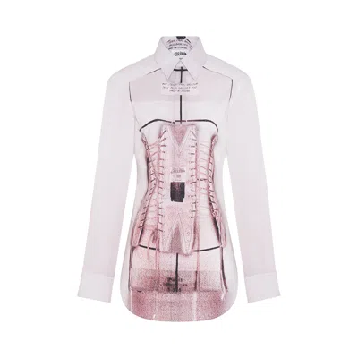 Pre-owned Jean Paul Gaultier Trompe-l'oeil Corset Shirt 'dusty Pink/white/black' | Women's Size M
