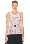 Jean Paul Gaultier Printed Ribbed Sleeveless Top In Dustypink  White  & Black