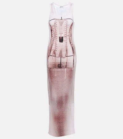 JEAN PAUL GAULTIER TROMPE L'OEIL COTTON-BLEND MAXI DRESS