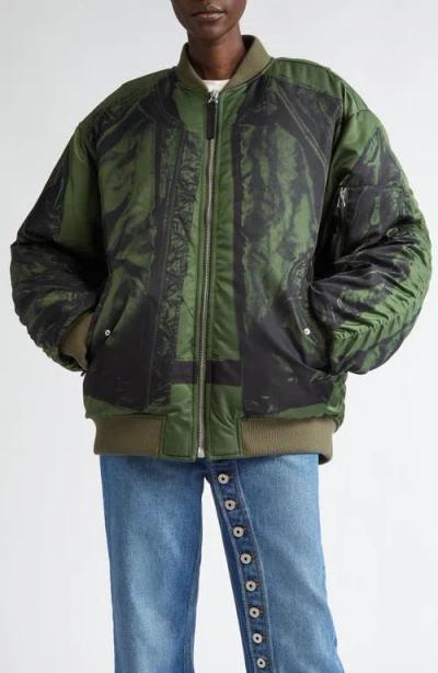 Jean Paul Gaultier Khaki 'the Trompe L'œil' Bomber Jacket In Green
