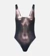 Jean Paul Gaultier Trompe L'oeil Jersey Bodysuit In Black