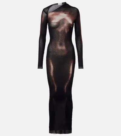 Jean Paul Gaultier Trompe L'oeil Mesh Maxi Dress In Multi