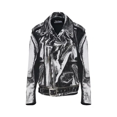 Pre-owned Jean Paul Gaultier Trompe-l'oeil Perfecto Jacket 'black/white' | Women's Size M
